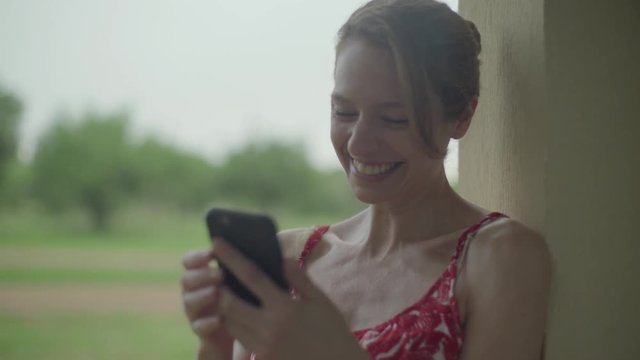 Woman using smart phone