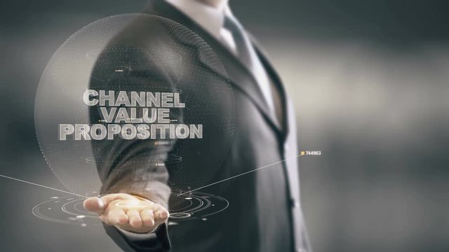 Channel Value Proposition with hologram businessman concept