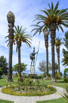 Statue of Achilles in Achilleion palace in Gastouri, Corfu island in Greece. Achilleion was the palace of empress Elisabeth of Austria, also known as Sisi.