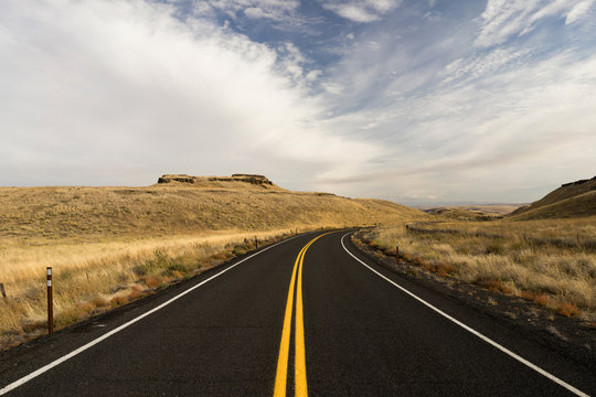 Open Road Two Lane Highway Oregon State USA