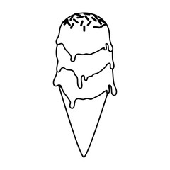 ice cream cone icon image vector illustration design  black line