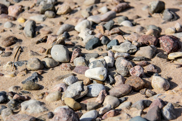 stones on sandy beach