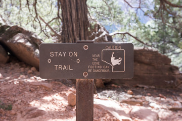 Stay On Trail Warning Sign