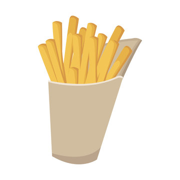 fast food french fries tasty paper box vector illustration
