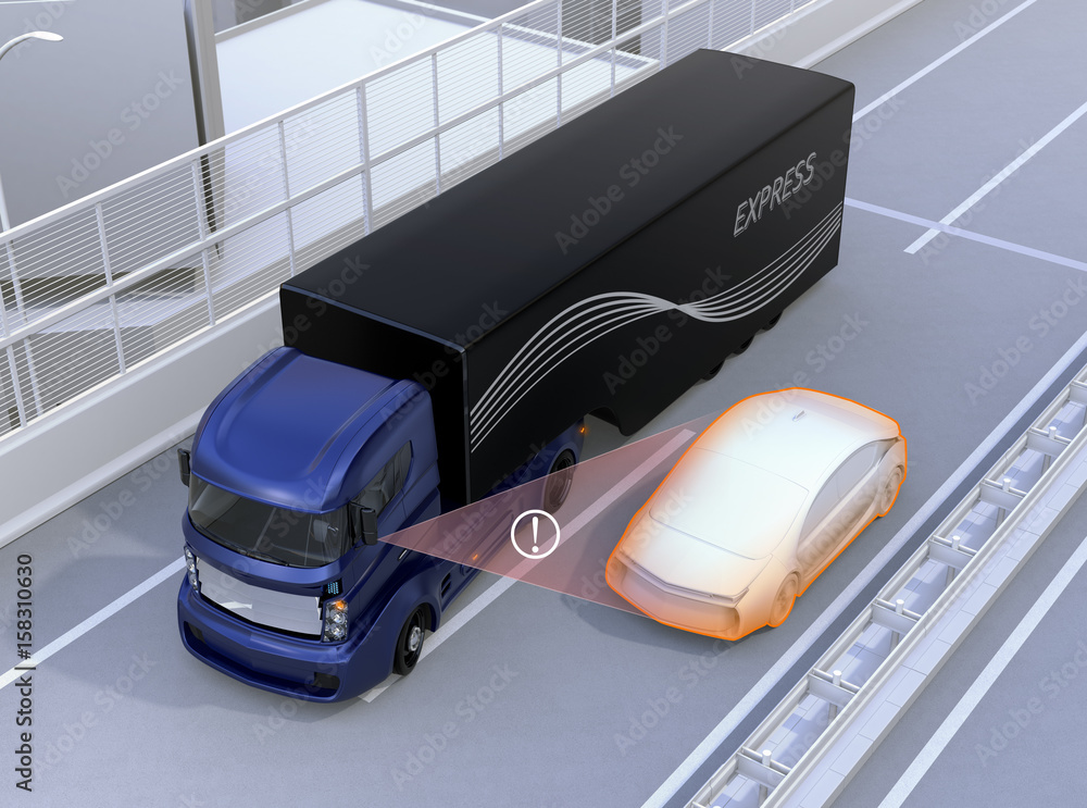 Poster side view assist system avoid car accident when changing lane. concept for driver assistance systems