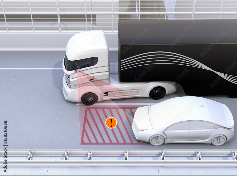 Poster side view assist system avoid car accident when changing lane. concept for driver assistance systems