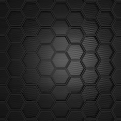 black honeycomb pattern, 3D rendering.