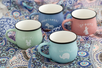 Colorful Ceramic Mugs with Enamel Look