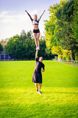 Cheerleader Team Practicing