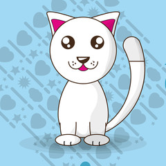 adorable little cat with cute face vector illustration