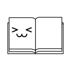 cute kawaii line icon open notebook vector graphic design