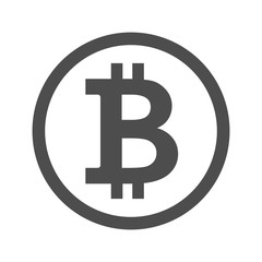 Bitcoin sign icon for internet money. Crypto currency symbol and coin image for using in web projects or mobile applications. Blockchain based secure cryptocurrency. Isolated vector illustration.