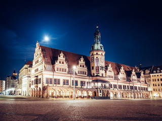 Leipzig Altes Rathaus bei Nacht
