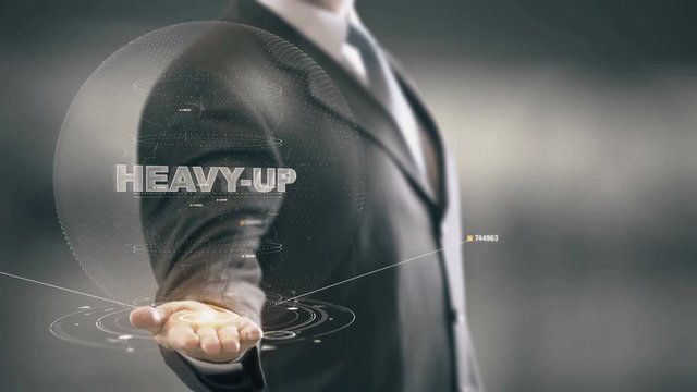 Heavy-Up with hologram businessman concept