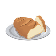 white bread loaf sliced bakery products vector illustration