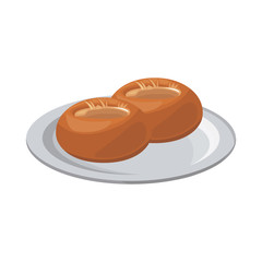 bread bun round fresh bakery icon vector illustration