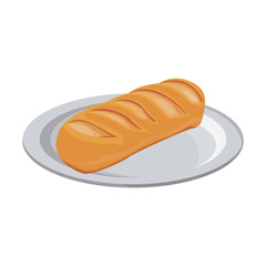 breakfast food bread wheat grain with plate vector illustration