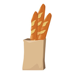 bread in a paper bag loaf baguette vector illustration