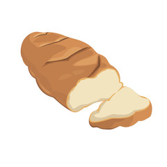 white bread loaf sliced bakery products vector illustration