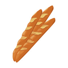 bread loaf baguette french food vector illustration