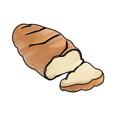 white bread loaf sliced bakery products vector illustration