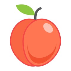 Peach flat icon, fruit and diet, vector graphics, a colorful solid pattern on a white background, eps 10.