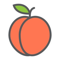 Peach line icon, fruit and diet, vector graphics, a colorful linear pattern on a white background, eps 10.