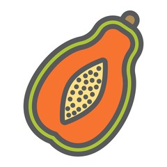 Papaya line icon, fruit and tropical, vector graphics, a colorful linear pattern on a white background, eps 10.