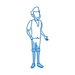 young guy traveler with backpack tourism vector illustration