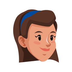 beautiful woman face young character image vector illustration