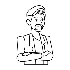Portrait of a young beautiful man. Vector