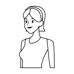 young woman avatar character drawn style image vector illustration