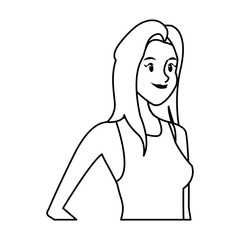 young woman avatar character drawn style image vector illustration