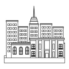 business center and residential downtown city area buildings vector illustration