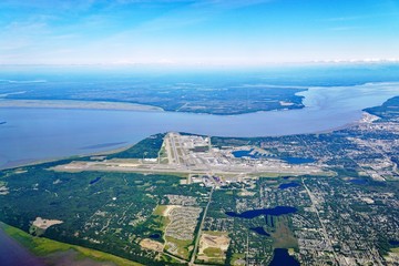 Aerial view of the Ted Stevens Anchorage International Airport (ANC) in Alaska