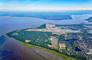 Aerial view of the Ted Stevens Anchorage International Airport (ANC) in Alaska