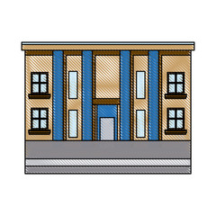 city hall architecture facade of building exterior entrance columns vector illustration