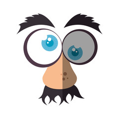 comic face with big nose icon over white background. colorful design. vector illustration