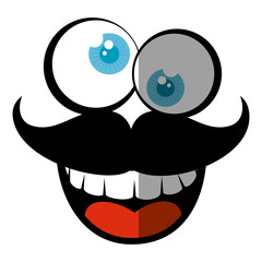 comic face with glasses and mustache icon over white background. colorful design vector illustration