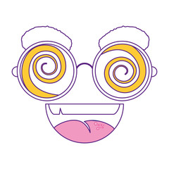comic face with crazy eyes icon over white background vector illustration