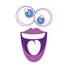 comic face with crazy eyes icon over white background vector illustration
