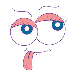 comic face with big eyes icon over white background vector illustration