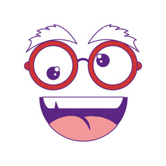 comic face with glasses icon over white background vector illustration