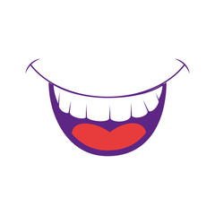 comic mouth smiling icon over white background vector illustration