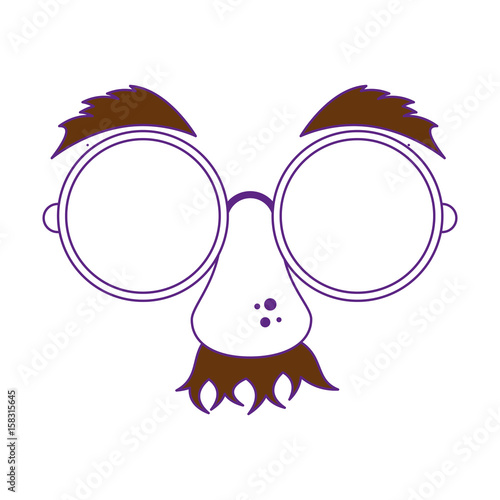 "comic face with glasses and big nose icon over white background vector