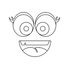 comic face with big eyes and smiling icon over white background. vector illustration