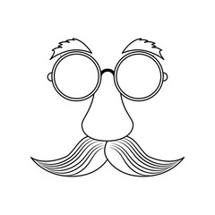 comic face with mustache icon over white background. vector illustration