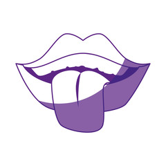 comic mouth showing a tongue icon over white background. vector illustration