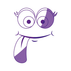 comic face showing a tongue icon over white background. vector illustration