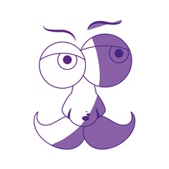 comic face with crazy eyes and mustache icon over white background. vector illustration